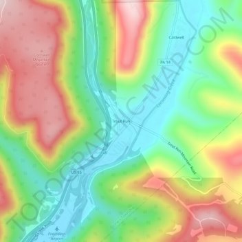 Mappa topografica Trout Run, altitudine, rilievo