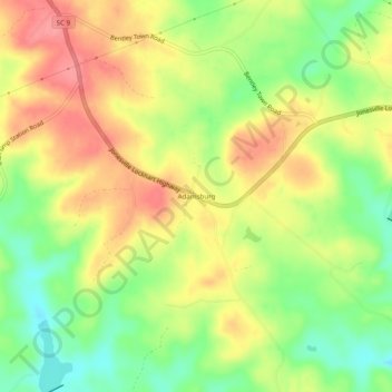 Mappa topografica Adamsburg, altitudine, rilievo
