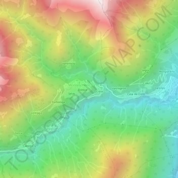 Mappa topografica Croppo, altitudine, rilievo