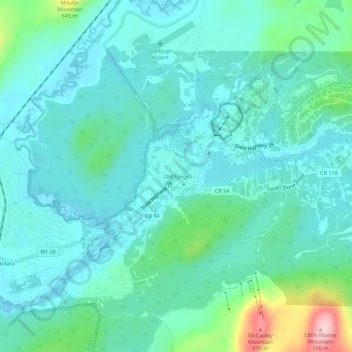 Mappa topografica Old Forge, altitudine, rilievo