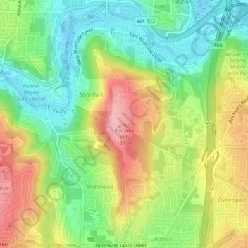 Mappa topografica Norway Hill, altitudine, rilievo
