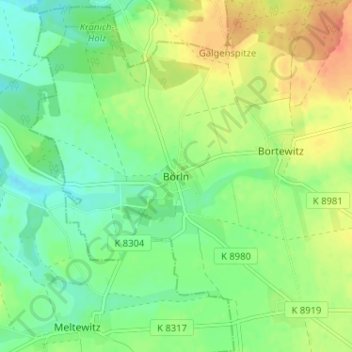 Mappa topografica Börln, altitudine, rilievo