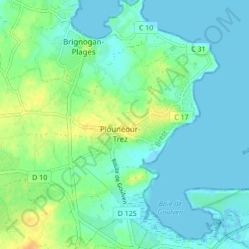 Mappa topografica Rugleis, altitudine, rilievo