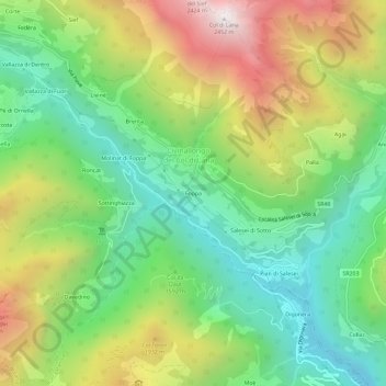 Mappa topografica Foppa, altitudine, rilievo