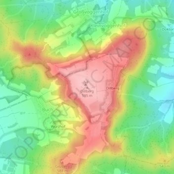 Mappa topografica Dillberg, altitudine, rilievo