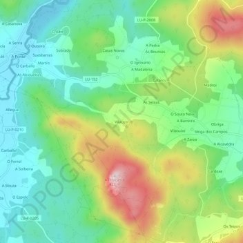 Mappa topografica Vilacizal, altitudine, rilievo