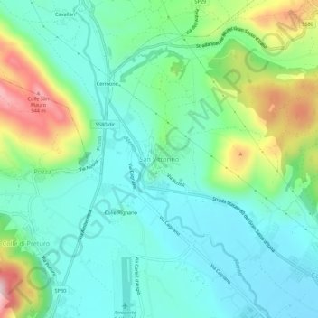 Mappa topografica San Vittorino, altitudine, rilievo