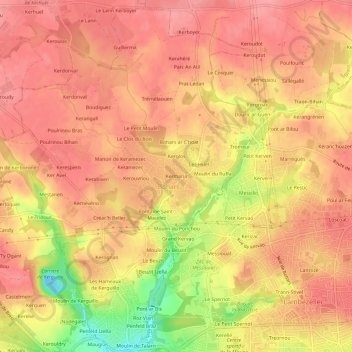 Mappa topografica Kermaria, altitudine, rilievo