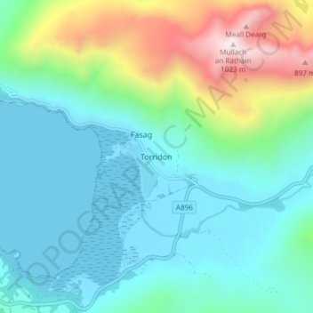 Mappa topografica Torridon, altitudine, rilievo
