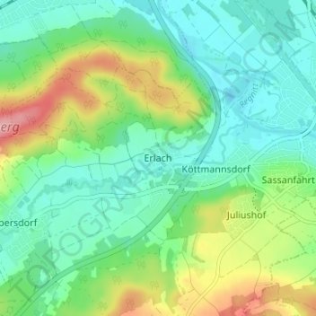 Mappa topografica Erlach, altitudine, rilievo