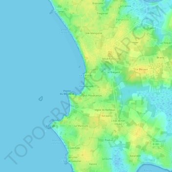Mappa topografica Poudrantais, altitudine, rilievo