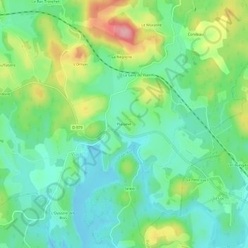 Mappa topografica Plazanet, altitudine, rilievo