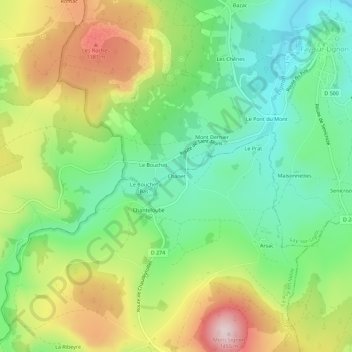 Mappa topografica Chanet, altitudine, rilievo
