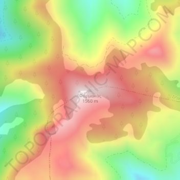 Mappa topografica Farmakas, altitudine, rilievo