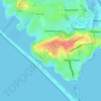 Mappa topografica Mandeville, altitudine, rilievo