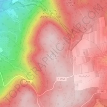 Mappa topografica Hohlberg, altitudine, rilievo