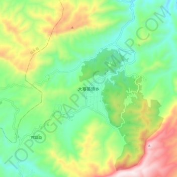 Mappa topografica 大寨苗族乡, altitudine, rilievo