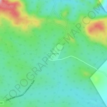 Mappa topografica Bandipura, altitudine, rilievo