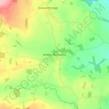 Mappa topografica Kirkby Malzeard, altitudine, rilievo