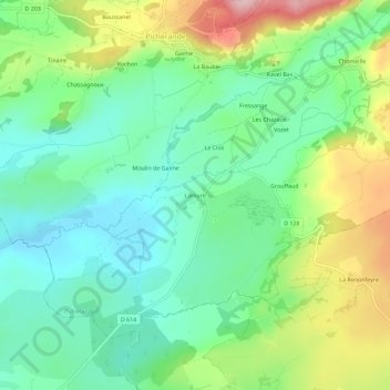 Mappa topografica Lamure, altitudine, rilievo