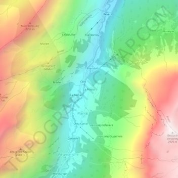 Mappa topografica La Frassy, altitudine, rilievo