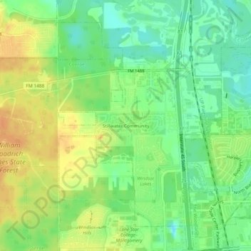 Mappa topografica Stillwater Community, altitudine, rilievo