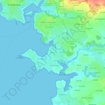 Mappa topografica Kersaux, altitudine, rilievo