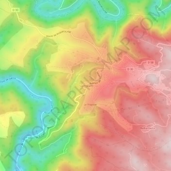Mappa topografica Saint-Jean, altitudine, rilievo
