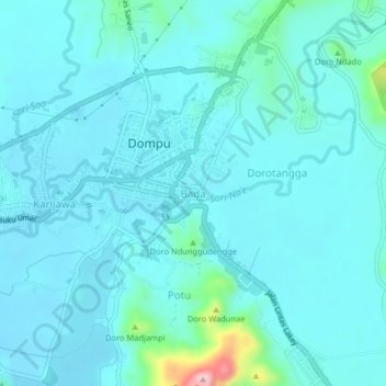 Mappa topografica Bada, altitudine, rilievo