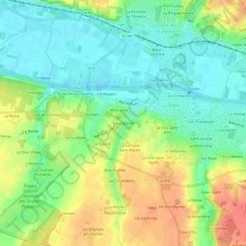 Mappa topografica Saint-Martin, altitudine, rilievo