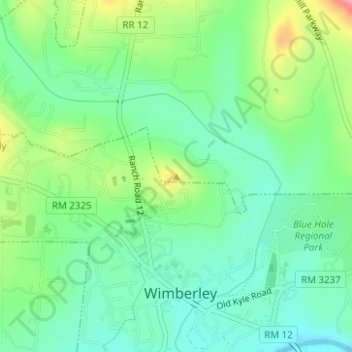 Mappa topografica Joe Wimberley Mountain, altitudine, rilievo