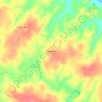 Mappa topografica Bacopari, altitudine, rilievo