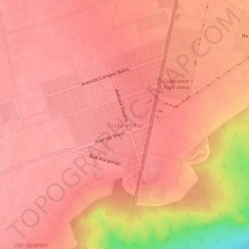 Mappa topografica Roda Velha, altitudine, rilievo
