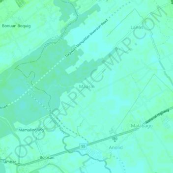 Mappa topografica Maasin, altitudine, rilievo