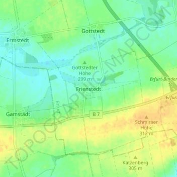 Mappa topografica Frienstedt, altitudine, rilievo