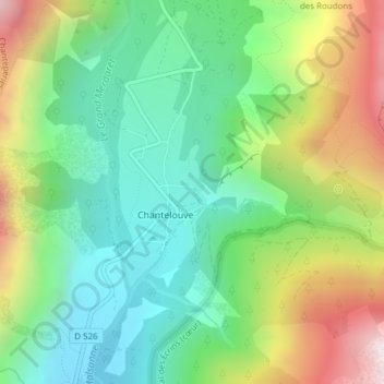 Mappa topografica Hameau des Rochas, altitudine, rilievo