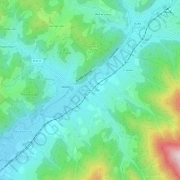 Mappa topografica Oberwinden, altitudine, rilievo
