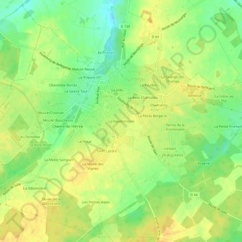 Mappa topografica La Dandonnerie, altitudine, rilievo