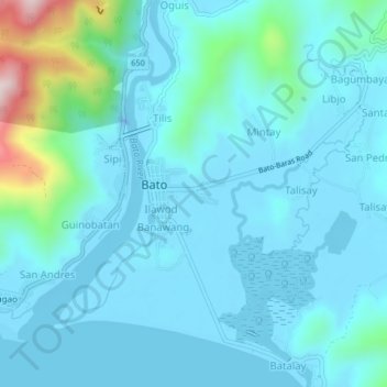 Mappa topografica Tamburan, altitudine, rilievo