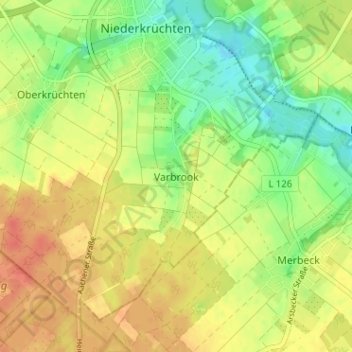 Mappa topografica Varbrook, altitudine, rilievo
