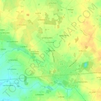 Mappa topografica La Gimonière, altitudine, rilievo