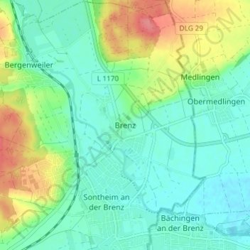 Mappa topografica Brenz, altitudine, rilievo