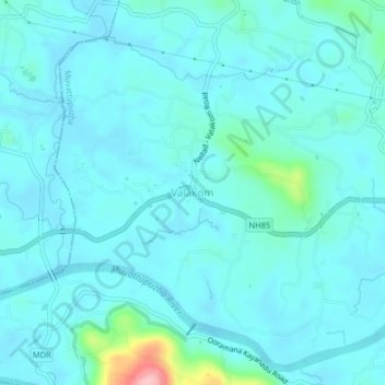 Mappa topografica Valakom, altitudine, rilievo