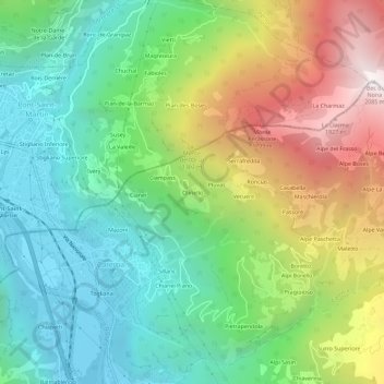 Mappa topografica Olinello, altitudine, rilievo