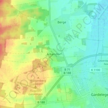 Mappa topografica Ackendorf, altitudine, rilievo