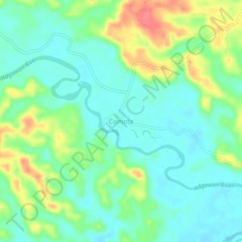 Mappa topografica Comota, altitudine, rilievo