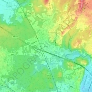 Mappa topografica Geretta, altitudine, rilievo