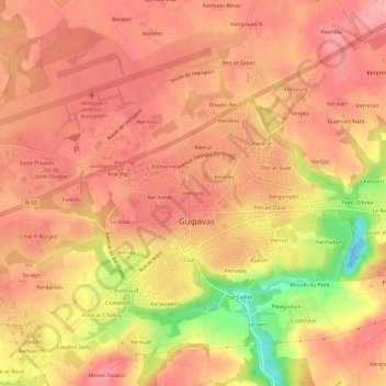 Mappa topografica Kercoco, altitudine, rilievo