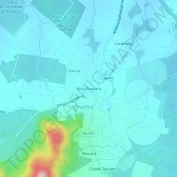 Mappa topografica Nova Taquara, altitudine, rilievo