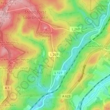 Mappa topografica Neuhaus, altitudine, rilievo